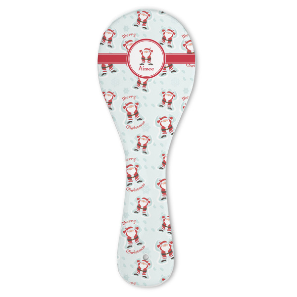 Custom Santa Clause Making Snow Angels Ceramic Spoon Rest (Personalized)