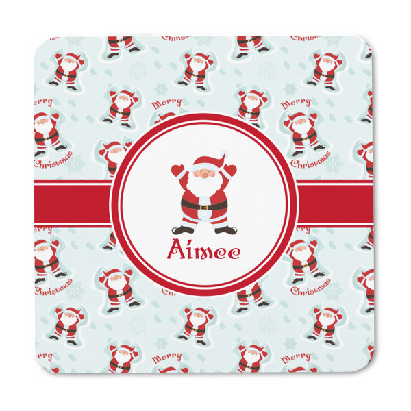 Santa Clause Making Snow Angels Square Fridge Magnet - FRONT