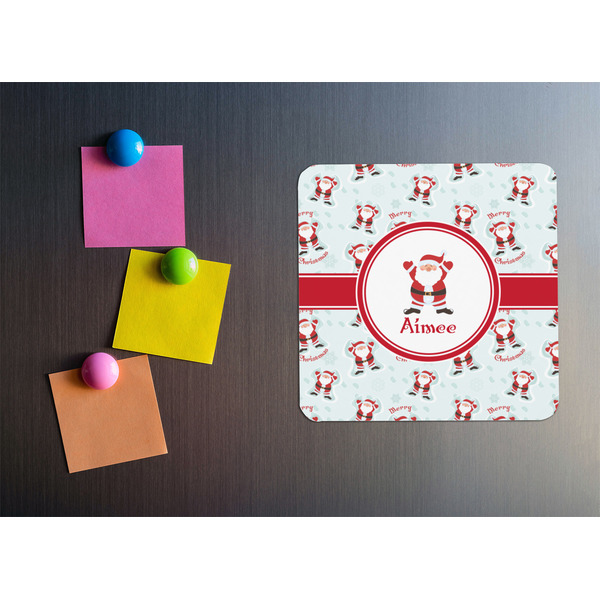 Santa Clause Making Snow Angels Square Fridge Magnet - LIFESTYLE