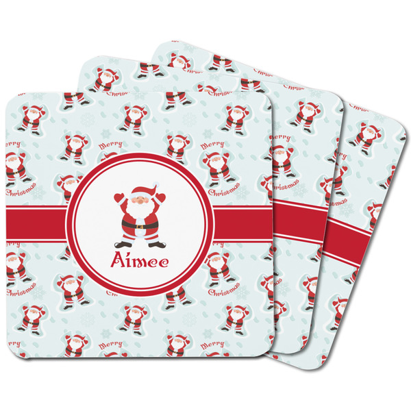 Santa Clause Making Snow Angels Square Fridge Magnet - MAIN