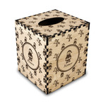 Santa Clause Making Snow Angels Wood Tissue Box Cover - Square (Personalized)