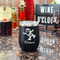 Santa Clause Making Snow Angels Stainless Wine Tumblers - Black - Double Sided - In Context