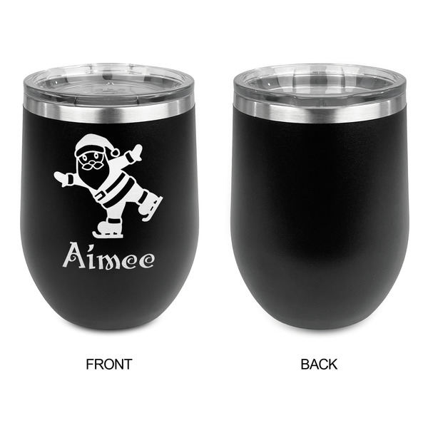 Santa Clause Making Snow Angels Stainless Wine Tumblers - Black - Single Sided - Approval