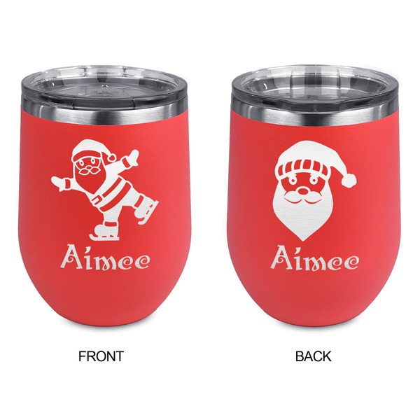 Santa Clause Making Snow Angels Stainless Wine Tumblers - Coral - Double Sided - Approval