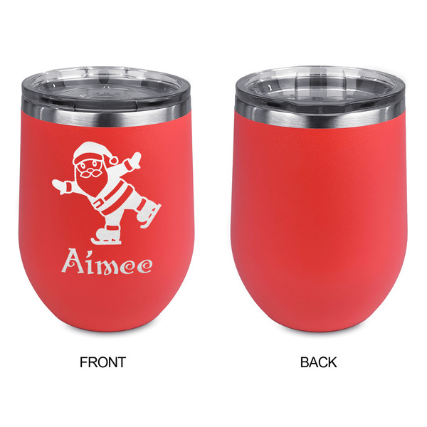 Santa Clause Making Snow Angels Stainless Wine Tumblers - Coral - Single Sided - Approval