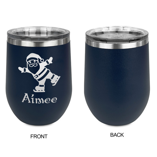 Santa Clause Making Snow Angels Stainless Wine Tumblers - Navy - Single Sided - Approval