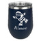 Santa Clause Making Snow Angels Stainless Wine Tumblers - Navy - Single Sided - Front