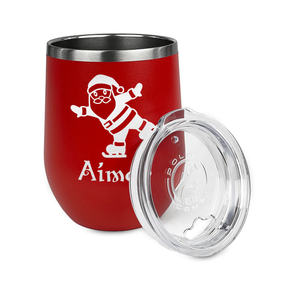 Santa Clause Making Snow Angels Stainless Wine Tumblers - Red - Single Sided - Alt View