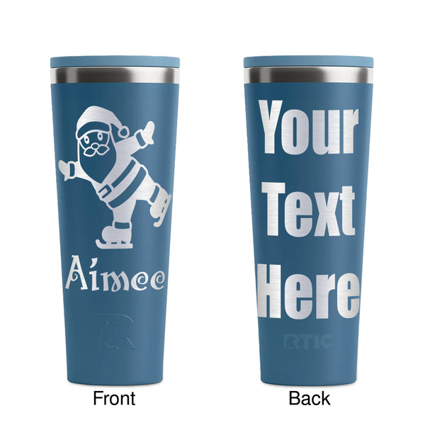 Santa Clause Making Snow Angels Steel Blue RTIC Everyday Tumbler - 28 oz. - Front and Back
