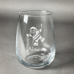 Santa Clause Making Snow Angels Stemless Wine Glass - Engraved (Personalized)