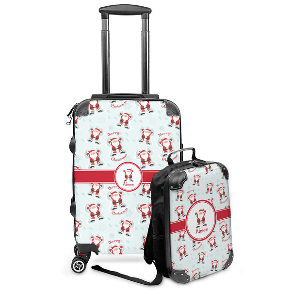 Custom Santa Clause Making Snow Angels Kids 2-Piece Luggage Set - Suitcase & Backpack (Personalized)