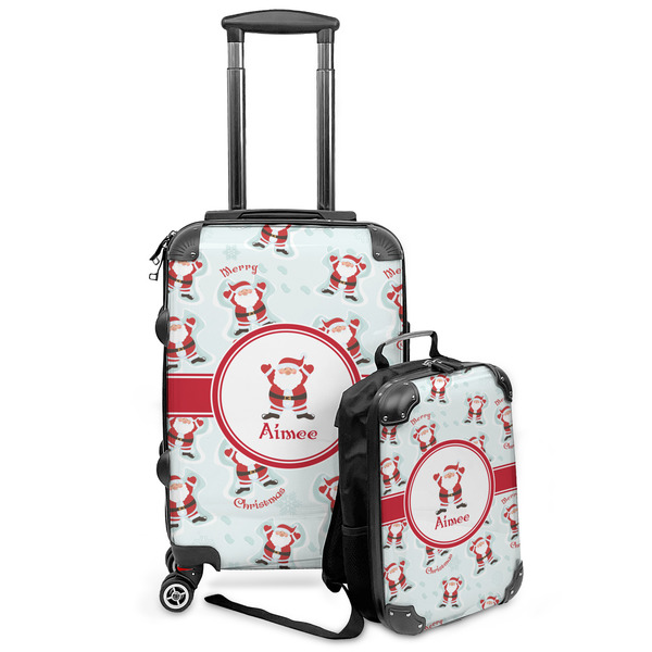 Custom Santa Clause Making Snow Angels Kids 2-Piece Luggage Set - Suitcase & Backpack (Personalized)