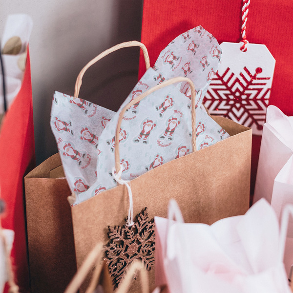Santa Clause Making Snow Angels Tissue Paper - In Gift Bag
