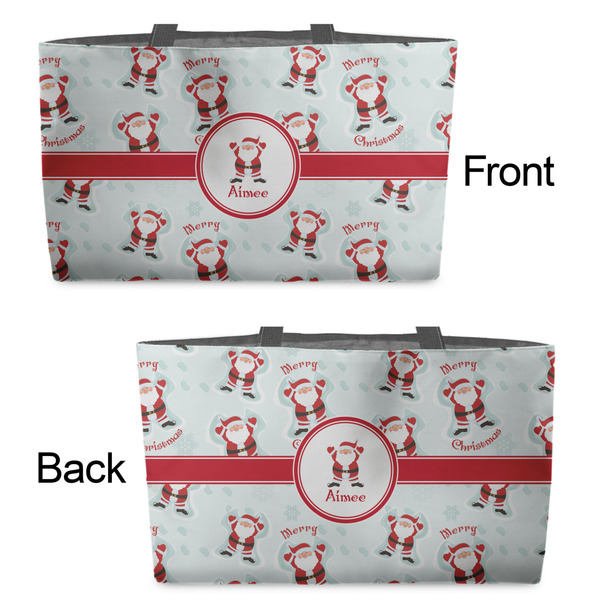 Santa Clause Making Snow Angels Tote w/Black Handles - Front & Back Views