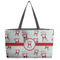 Santa Clause Making Snow Angels Tote w/Black Handles - Front View