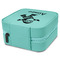 Santa Clause Making Snow Angels Travel Jewelry Boxes - Leather - Teal - View from Rear