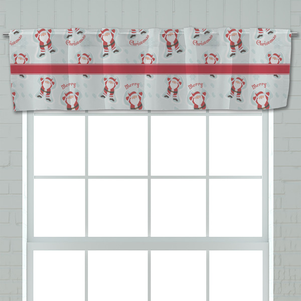 Santa Clause Making Snow Angels Valance - Closeup on window