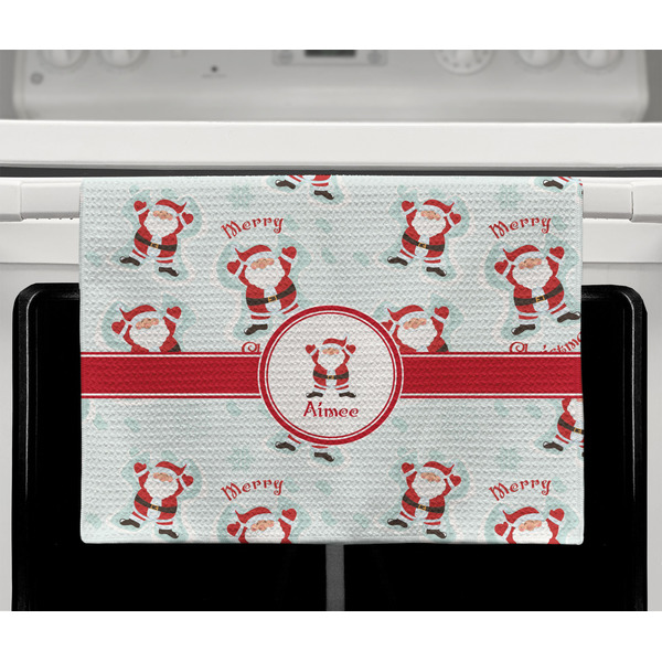 Santa Clause Making Snow Angels Waffle Weave Towel - Full Color Print - Lifestyle2 Image