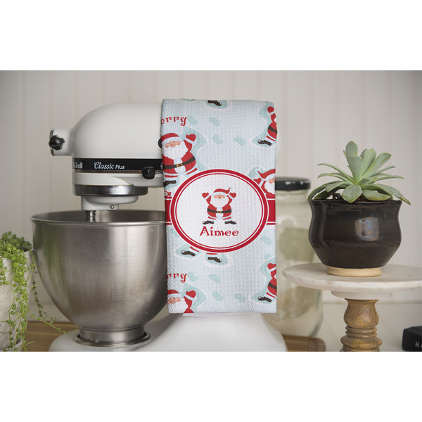 Santa Clause Making Snow Angels Waffle Weave Towel - Full Color Print - Lifestyle Image