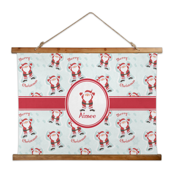 Custom Santa Clause Making Snow Angels Wall Hanging Tapestry - Wide (Personalized)