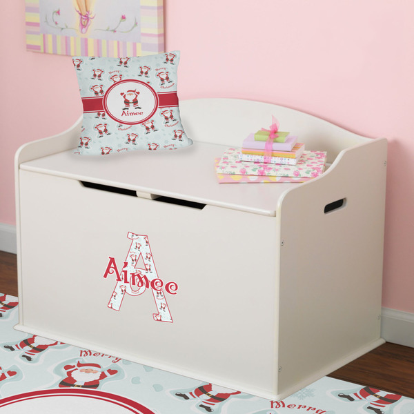 Santa Clause Making Snow Angels Wall Name & Initial Small on Toy Chest