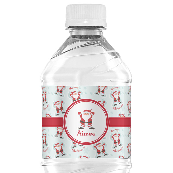 Custom Santa Clause Making Snow Angels Water Bottle Labels - Custom Sized (Personalized)