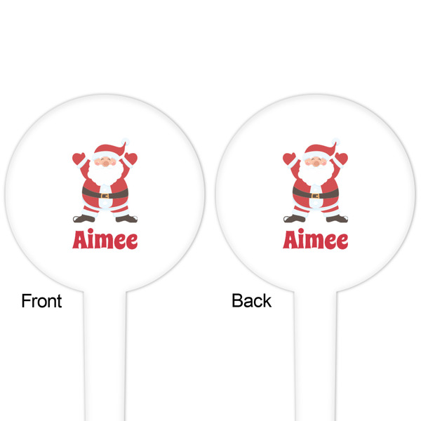 Santa Clause Making Snow Angels White Plastic 4" Food Pick - Round - Double Sided - Front & Back