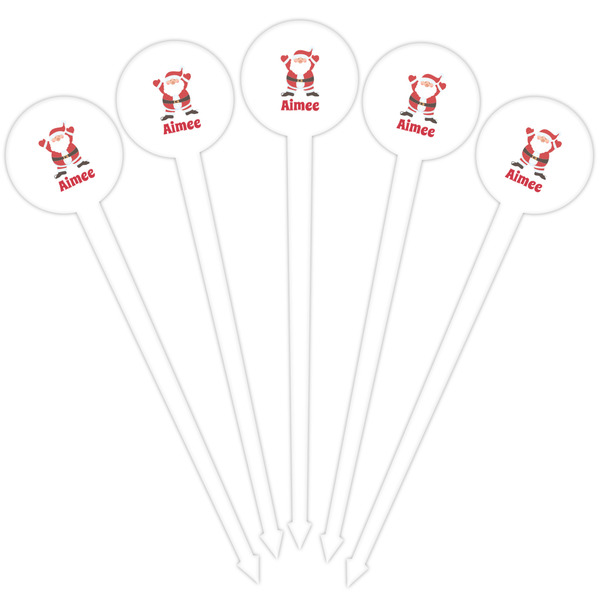 Santa Clause Making Snow Angels White Plastic 4" Food Pick - Round - Fan View