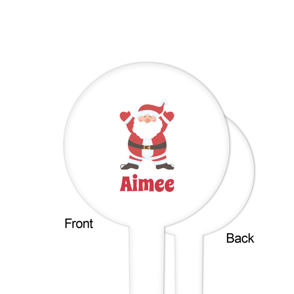 Santa Clause Making Snow Angels White Plastic 4" Food Pick - Round - Single Sided - Front & Back
