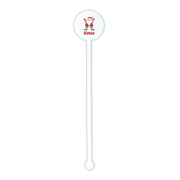 Santa Clause Making Snow Angels White Plastic 5.5" Stir Stick - Round - Single Stick