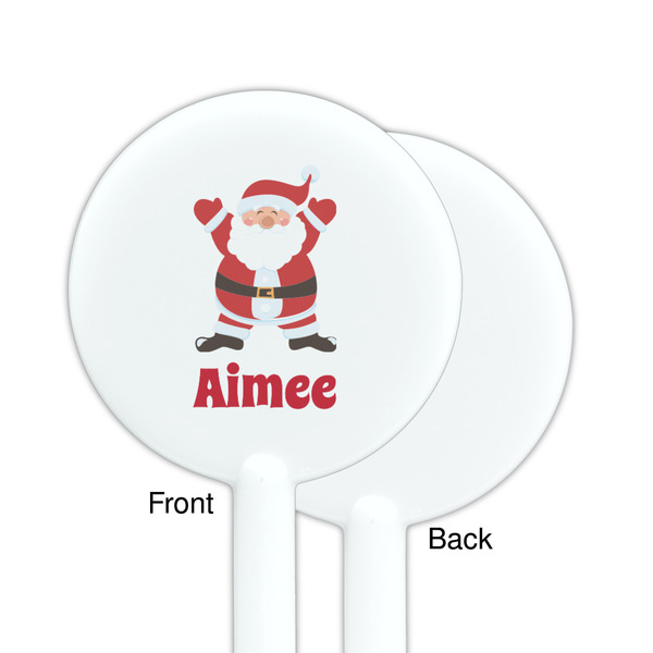Santa Clause Making Snow Angels White Plastic 5.5" Stir Stick - Single Sided - Round - Front & Back