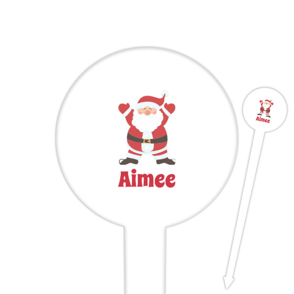 Custom Santa Clause Making Snow Angels Cocktail Picks - Round Plastic (Personalized)