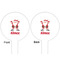 Santa Clause Making Snow Angels White Plastic 6" Food Pick - Round - Double Sided - Front & Back