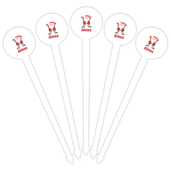 Santa Clause Making Snow Angels White Plastic 6" Food Pick - Round - Fan View