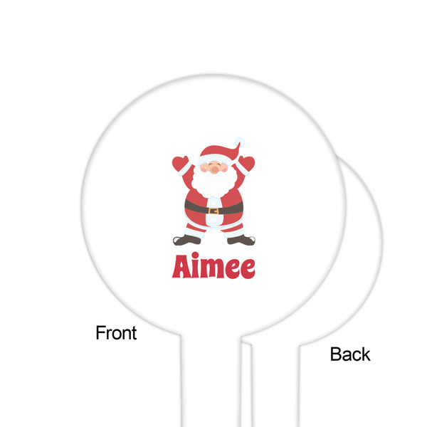 Santa Clause Making Snow Angels White Plastic 6" Food Pick - Round - Single Sided - Front & Back