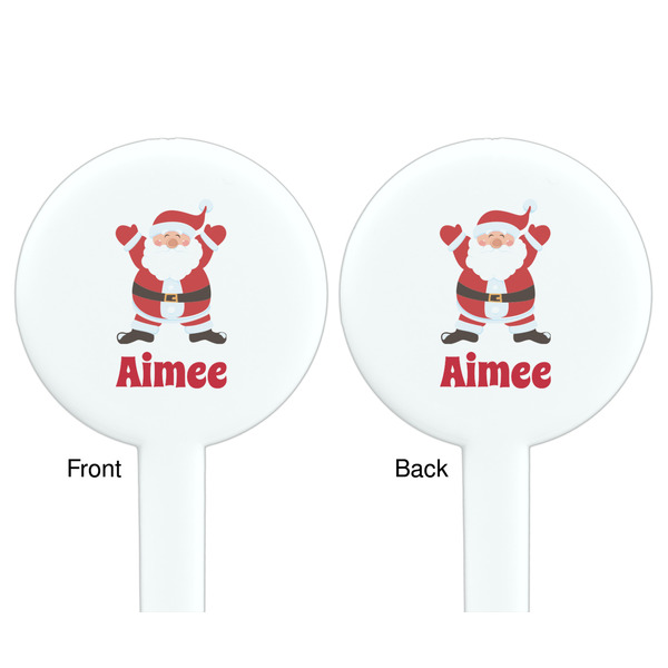 Santa Clause Making Snow Angels White Plastic 7" Stir Stick - Double Sided - Round - Front & Back