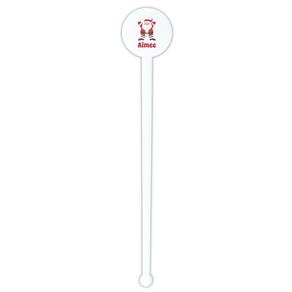Santa Clause Making Snow Angels White Plastic 7" Stir Stick - Round - Single Stick