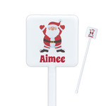 Santa Clause Making Snow Angels Square Plastic Stir Sticks (Personalized)