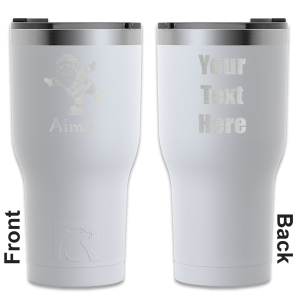 Custom Santa Clause Making Snow Angels RTIC Tumbler - White - Engraved Front & Back (Personalized)