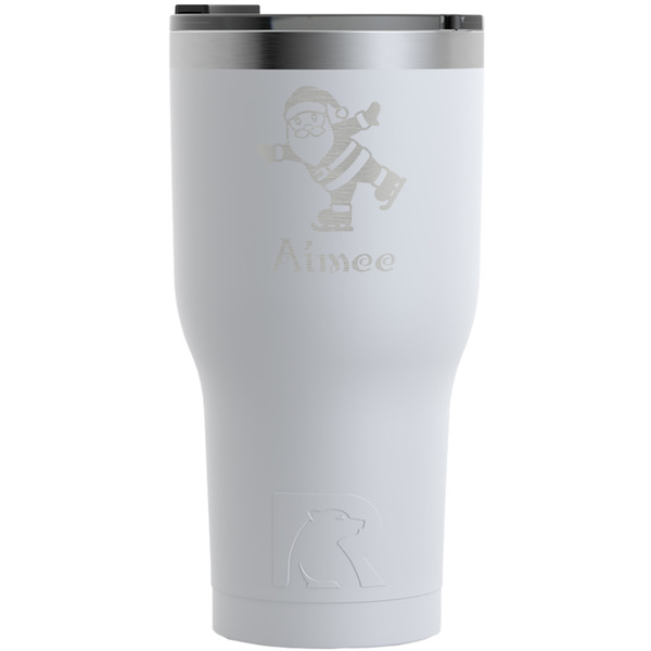 Custom Santa Clause Making Snow Angels RTIC Tumbler - White - Engraved Front (Personalized)