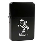 Santa Clause Making Snow Angels Windproof Lighter - Black - Single Sided & Lid Engraved (Personalized)