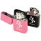 Santa Clause Making Snow Angels Windproof Lighters - Black & Pink - Open