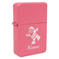 Santa Clause Making Snow Angels Windproof Lighter - Pink - Single Sided & Lid Engraved (Personalized)