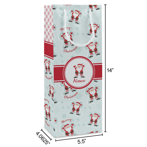 Santa Clause Making Snow Angels Wine Gift Bag - Dimensions