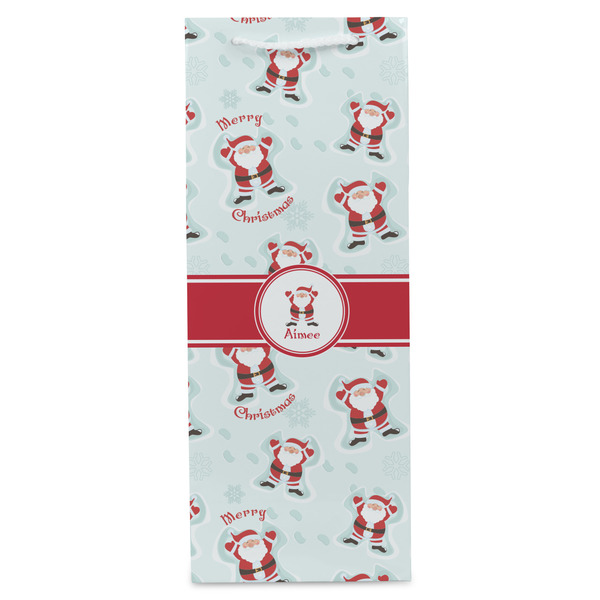 Santa Clause Making Snow Angels Wine Gift Bag - Matte - Front