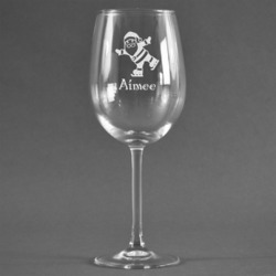 Santa Clause Making Snow Angels Wine Glass - Engraved (Personalized)