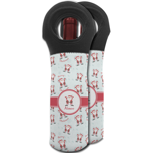 Santa Clause Making Snow Angels Wine Tote Bag - MAIN
