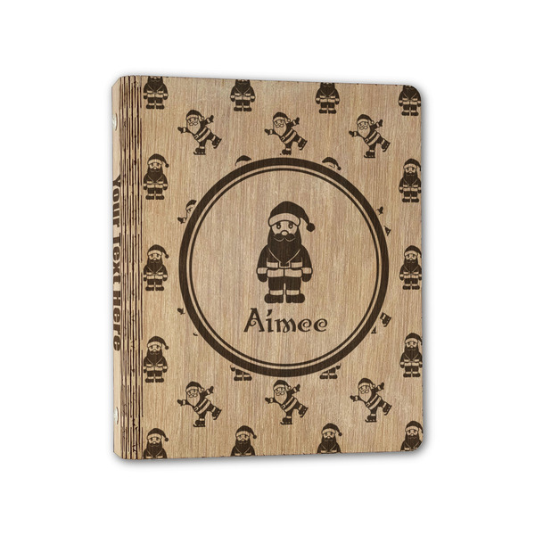 Custom Santa Clause Making Snow Angels Wood 3-Ring Binder - 1" Half-Letter Size (Personalized)