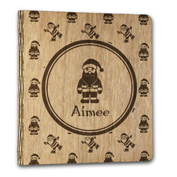 Santa Clause Making Snow Angels Wood 3-Ring Binder - 1" Letter Size (Personalized)