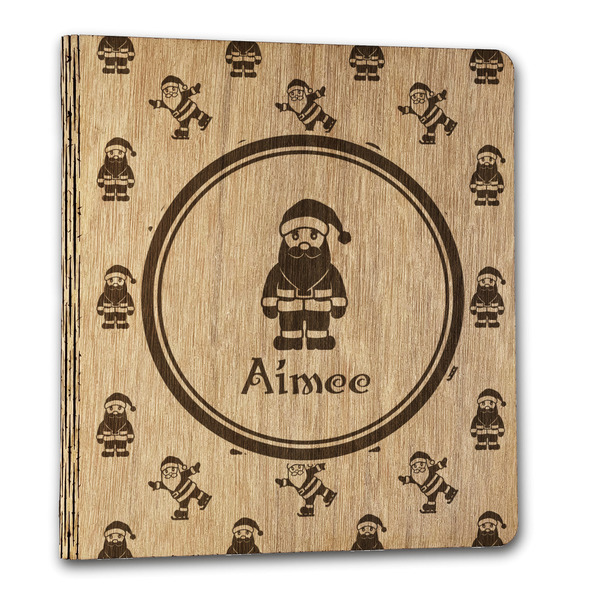 Santa Clause Making Snow Angels Wood 3-Ring Binders - 1" Letter - Front